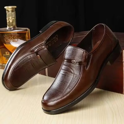 Elegant Formal Leather Slip-On Shoes for Office Party and Wedding Wear