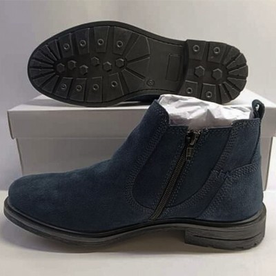 Royal Blue Leather Boots For Men - Durable And Stylish Footwear