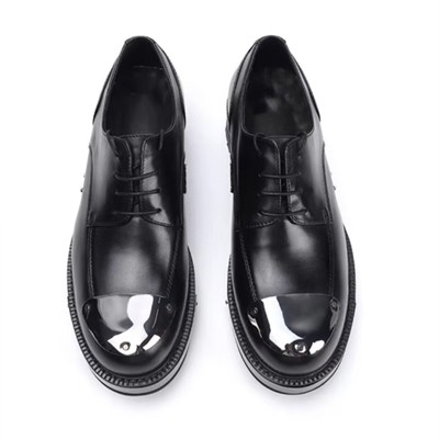 Elegant Men's Derby Shoes with Metal Rivets Genuine Leather for Office and Special Occasions